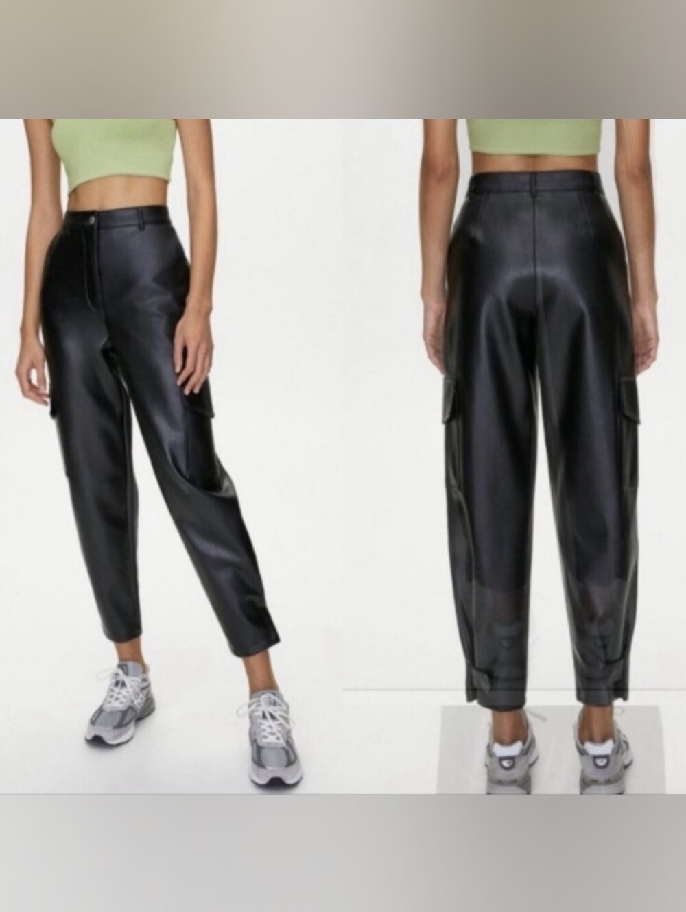 Aritzia Wilfred Free Aritzia "The Modern" Vegan Leather High Rise Cargo Pants